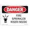 Signmission OSHA Danger Sign, Fire Sprinkler Riser Inside, 10in X 7in Decal, 7" W, 10" L, Landscape OS-DS-D-710-L-2383 - alternate 1